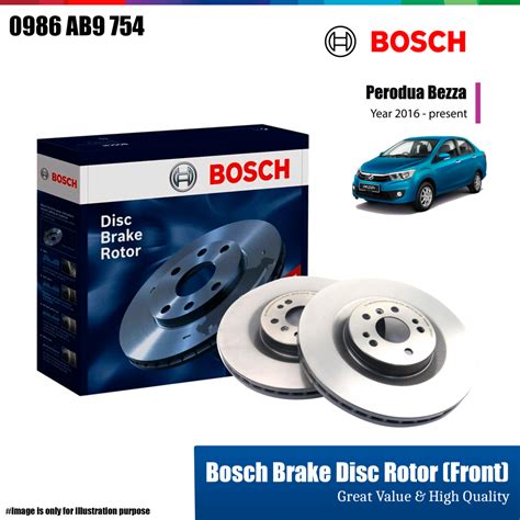 2 PCS Bosch Brake Disc Rotor Front 0986AB9754 Set For Perodua Axia