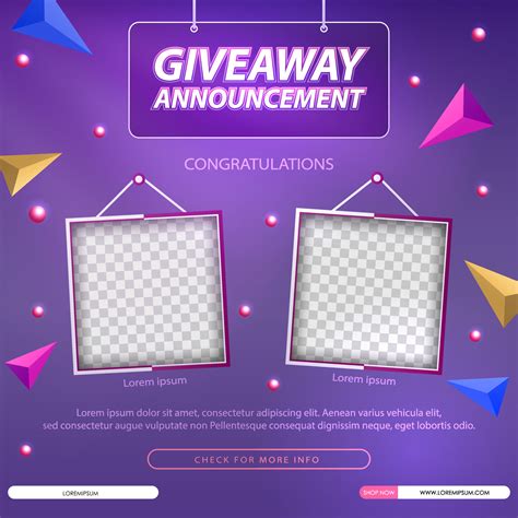 Giveaway Winner Announcement Social Media Post Template Vector