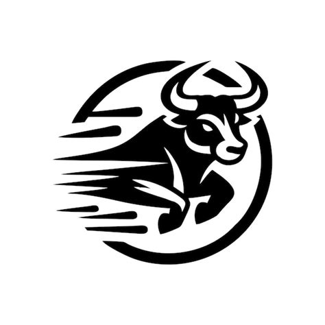 Premium Vector | Black and white bull logo running bull vector logo