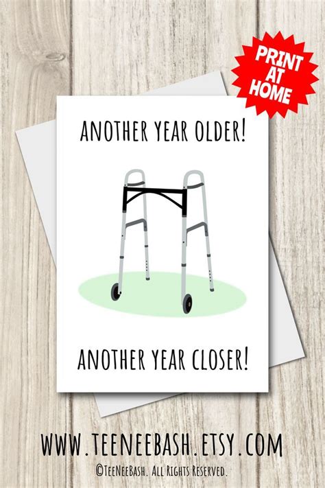 Funny Old Age Birthday Card - Instant Download