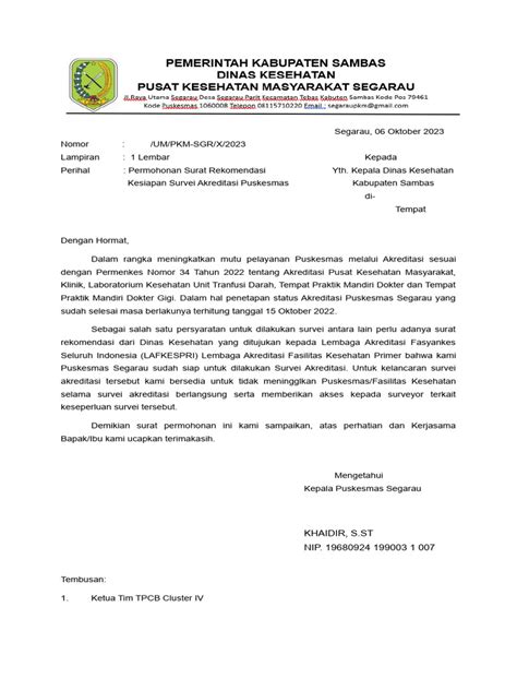 Surat Permohonan Akreditasi Pdf