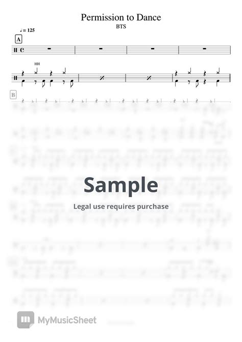 Bts Permission To Dance By Cookai S J Pop Drum Sheet Music