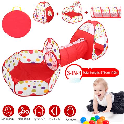 Imountek 3 In 1 Kids Play Tent With Tunnel Pop Up Play Tent Ball Pit