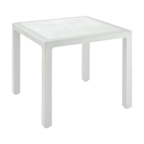 Mesa Plastica Cuadrada Rattan Blanca Rimax Eterna Mesas