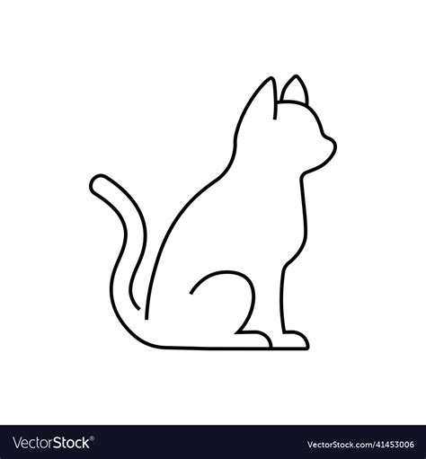 Isolated outline of a cat on white background Vector Image