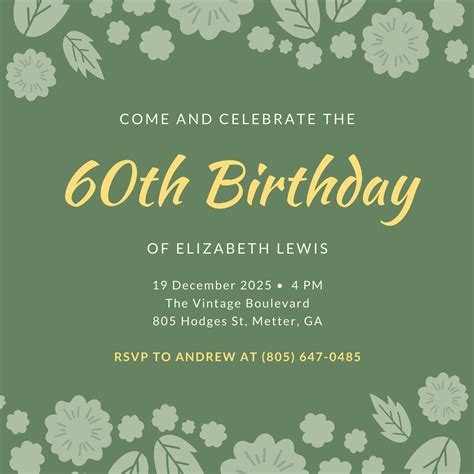 Free Printable Custom 60th Birthday Invitation Templates 59 OFF