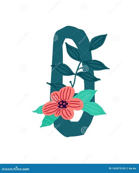 Ejemplo De La Letra O En Plantas Y Flores Vector Monograma Para La