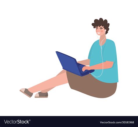 Boy with laptop design Royalty Free Vector Image