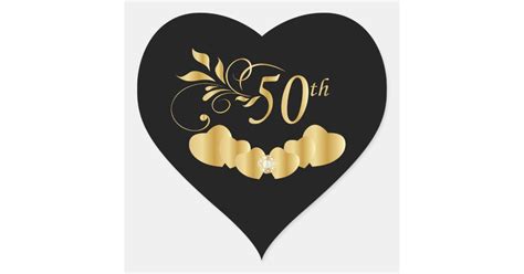 50th Golden Wedding Anniversary Heart Sticker Zazzle