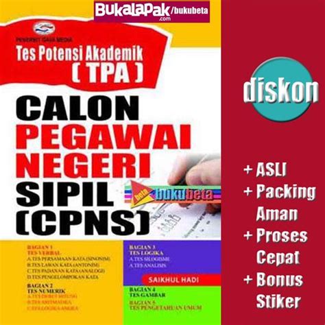 Jual Tes Potensi Akademik Tpa Calon Pegawai Negeri Sipil Cpns Saikhul Hadi Di Lapak Buku