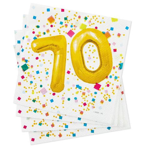 70th Birthday Balloons Cocktail Napkins Pack Of 20