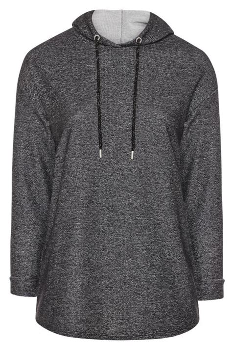 Grey Sparkly Lurex Hoodie Yours Clothing