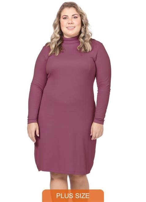 Vestido Feminino Gola Alta Em Ribana Bordo Miss Masy Plus