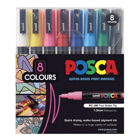 Uni Posca Paint Marker Bold Pc K Assorted Set Of Black Blue Green