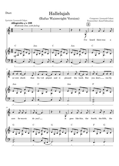 Rufus Wainwright Sheet music free download in PDF or MIDI on Musescore.com