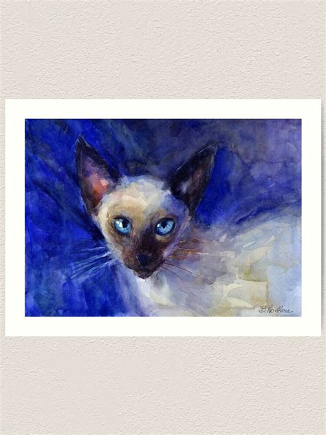 Watercolor Siamese Cat Painting Svetlana Novikova Art Print By Novikova Art Redbubble