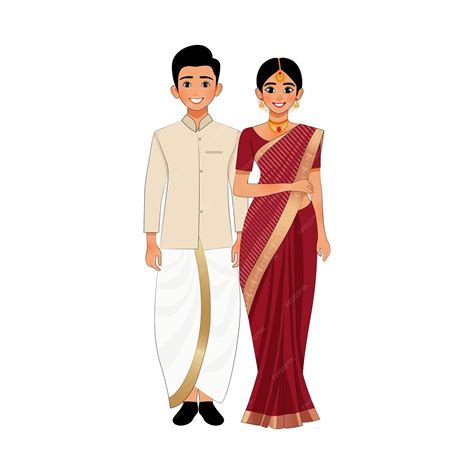 Premium Vector | South Indian wedding couple illustration