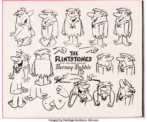 The Flintstones Model Sheets For Barney Baby Puss Pebble Bleach Dino