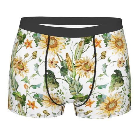 Junzan Watercolor Bright Sunflowers Mens Underwear Boxer Briefs For Men