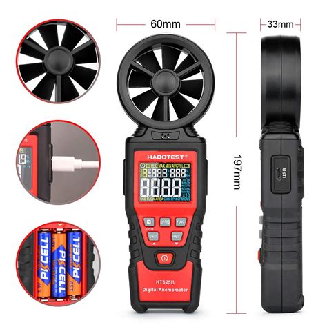 Anemometer Handheld Digital Wind Speed Meter Gauge Measuring Air Volume