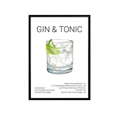 Gin And Tonic Print Gin And Tonic Gin Lover Poster Wall Etsy