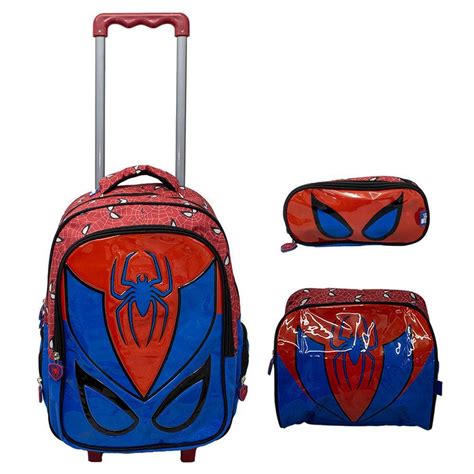 Kit Mochila De Costa Infantil Aranha Spider Escolar Masculina