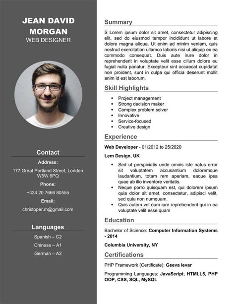 Photography Cv Template Prntbl Concejomunicipaldechinu Gov Co