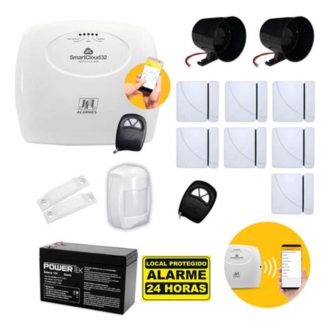 Kit Central De Alarme Jfl Smartcloud Wi Fi Sensores Parcelamento