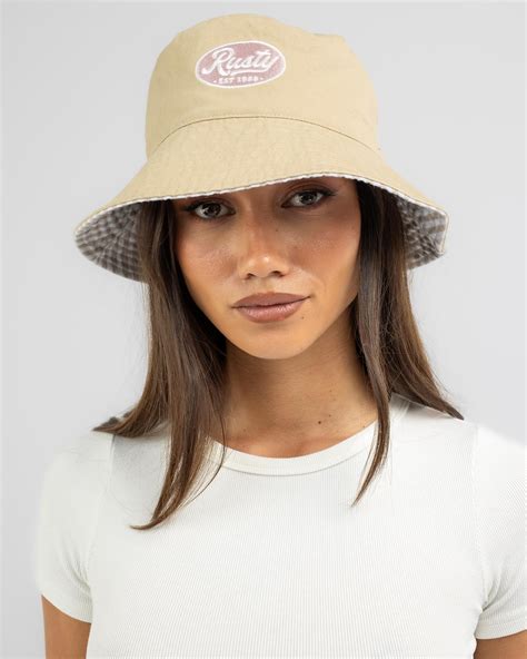 Shop Rusty Vacay Time Reversible Bucket Hat In Oatmeal Fast Shipping