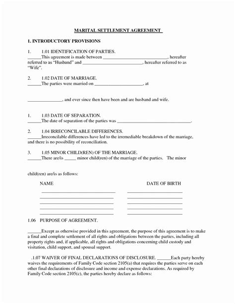 Separation Agreement California Template