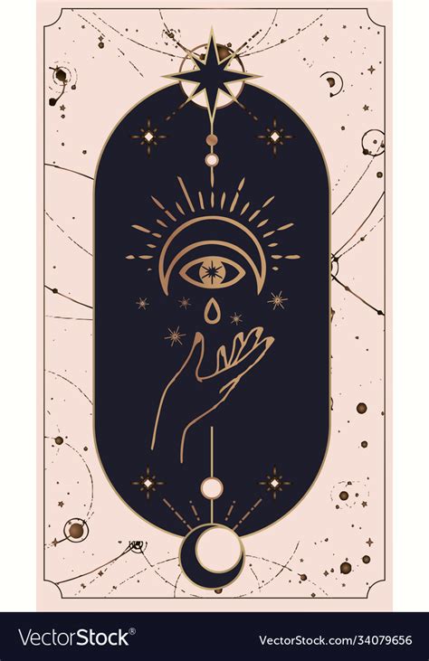 Moon And Sun Tarot Cards Hands Set In Simple Flat Vector Image