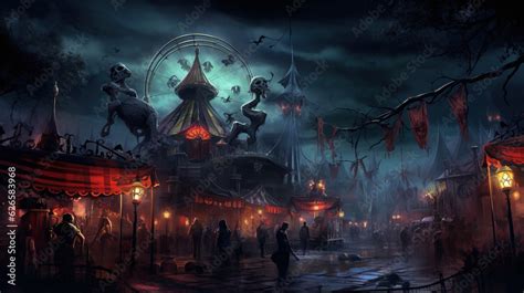 Ghoulish Carnival A Creepy Carnival Themed Wallpaper With A Sinister