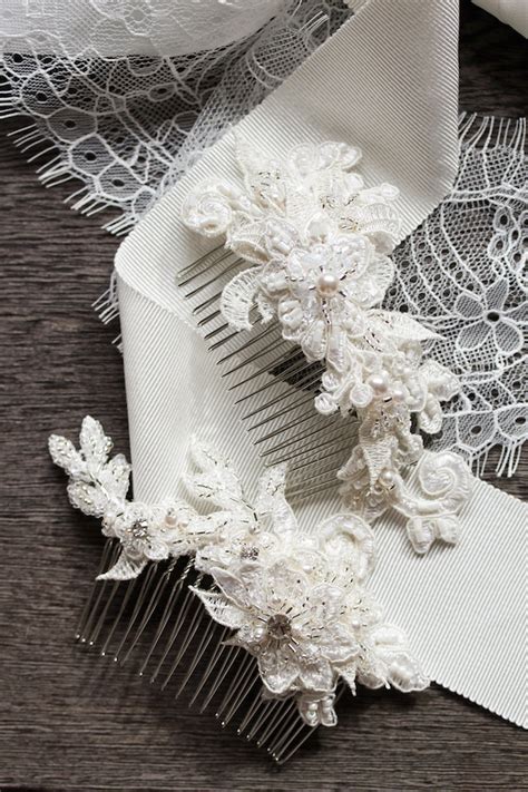 Darling Details | Small lace bridal hair combs - Percy Handmade