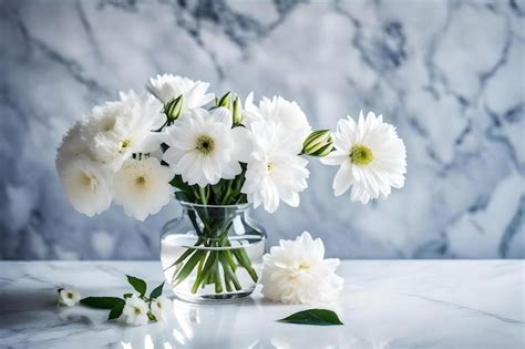 Premium AI Image | A vase of white flowers with white flowers in front ...