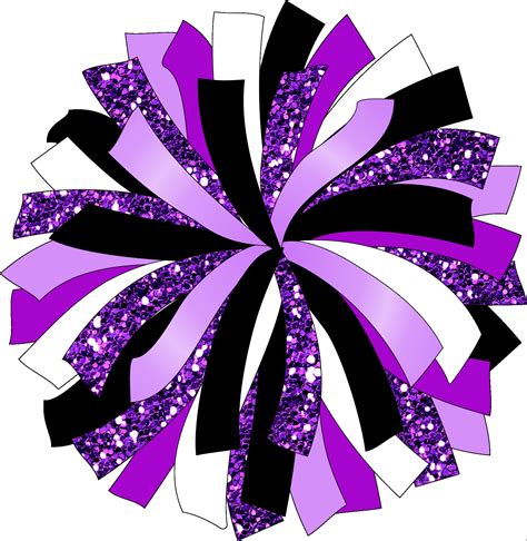 Glitter And Glam Pom Pom Digital Clip Art Purple Black And White Pom