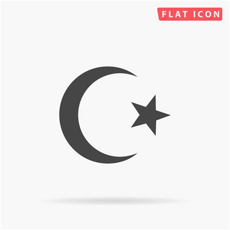 Islam Symbol Simple Flat Black Symbol With Shadow On White Background