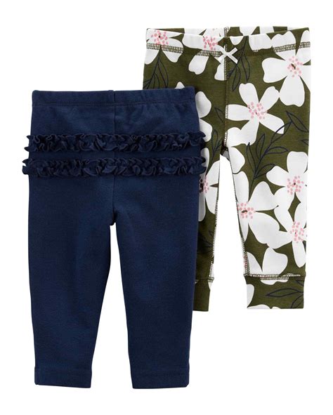 Riachuelo Kit Calça Bebê Carter s 2 Peças Floral Babados Verde