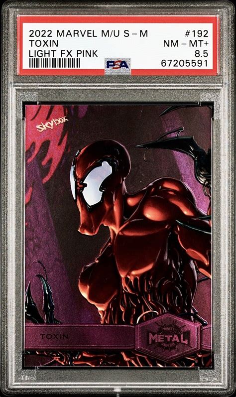 2022 Marvel Metal Spider Man Light FX Pink 75 192 Toxin PSA 8 5 RARE