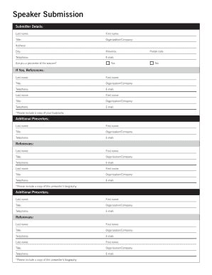 Fillable Online Speaker Submission Form Csae Fax Email Print Pdffiller