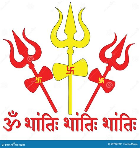 Shiva Trishul Symbol and Om Shanti Blessing Stock Image - Image of ...