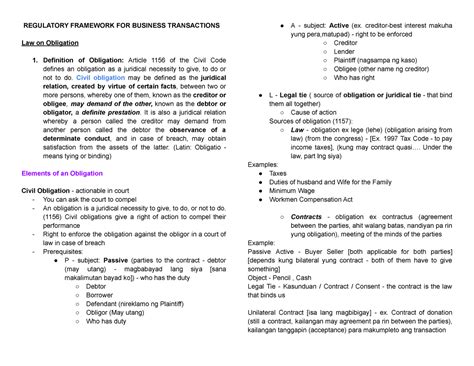 Oblicon Finals Reviewer Regulatory Framework For Business