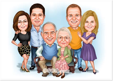 Family Group Caricatures Caricature, Cartoon Character, 41% OFF