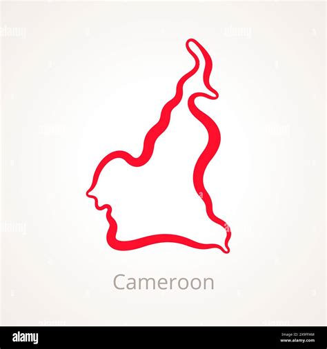 Outline Map Of Cameroon Marked With Red Line Stock Vector Image And Art