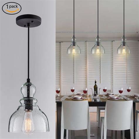 Lanros Industrial Mini Pendant Lighting With Handblown Clear Seeded