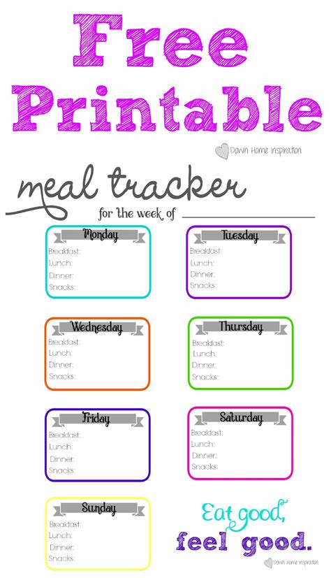 Free Printable Meal Tracker Down Home Inspiration