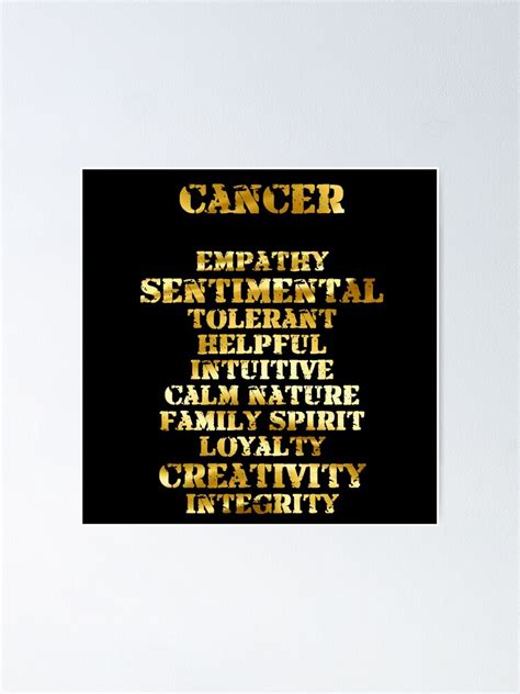 Cancer Zodiac Sign The 10 Strengths Of Cancer Poster For Sale By Rodesme1304 Redbubble