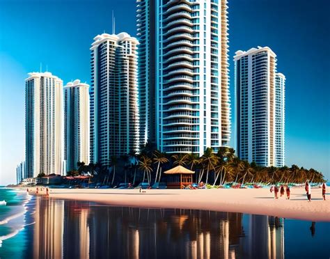 Premium Ai Image Skyscrapers Near The Beach Vacation