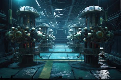 Premium AI Image | Assembly of underwater turbines on a ship deck