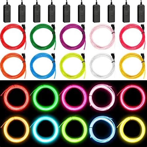 15 Pack El Wire Portable Neon Lights Cuttable Neon Glowing