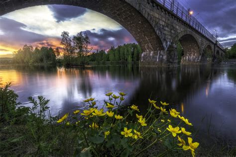 Norway Bridges Rivers Scenery Honefoss Ringerike Cities